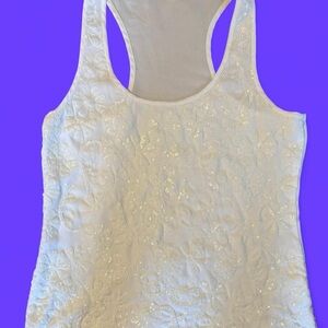Banana Republic White Floral Lace Tank Top